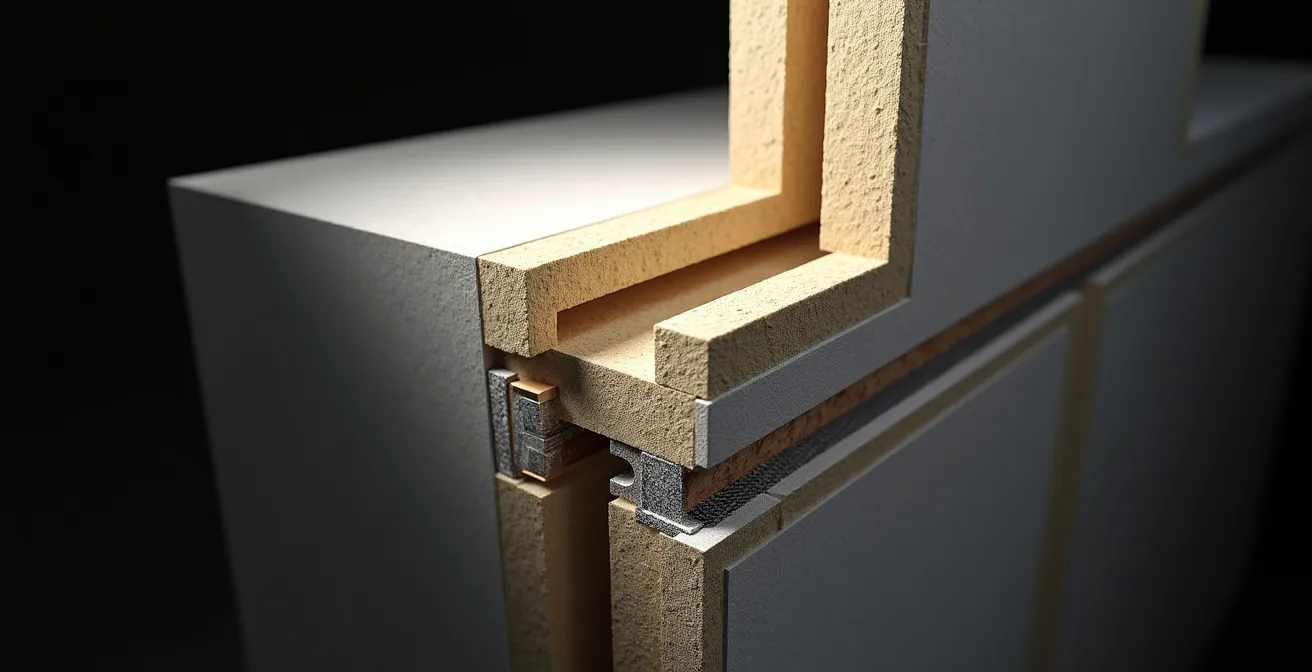 Schéma technique montrant le principe de la boîte dans la boîte avec désolidarisation complète des parois