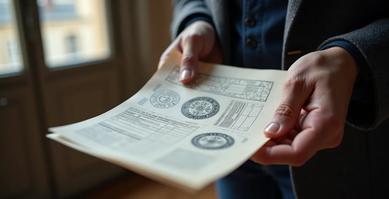 Main tenant un document officiel de mairie concernant un ravalement de façade obligatoire