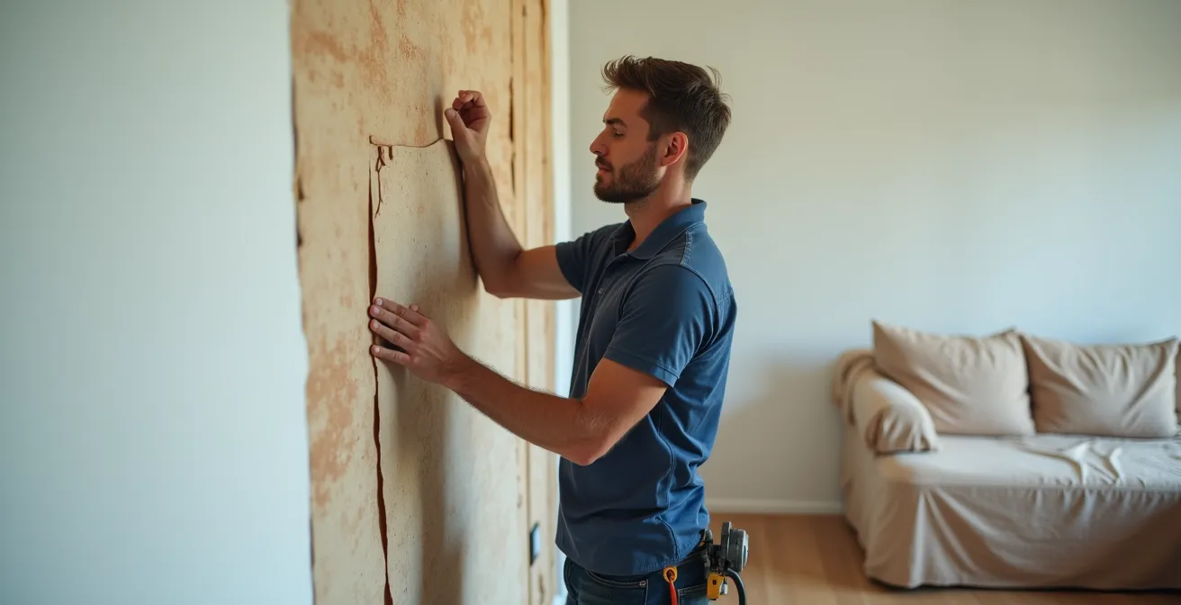 Travaux d'isolation intérieure dans un appartement avec protection du mobilier