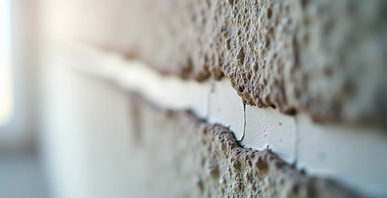 Installation d'une jauge témoin sur une fissure murale pour surveillance