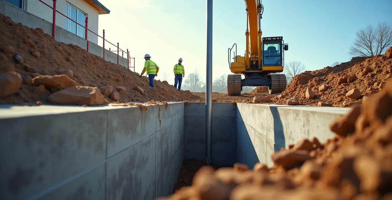 Travaux de consolidation par micropieux pour stabiliser les fondations fissurées