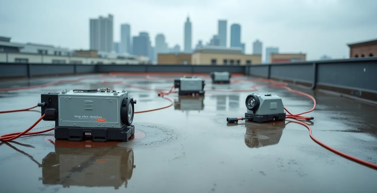 Techniques de détection de fuites sur toit-terrasse avec équipement professionnel